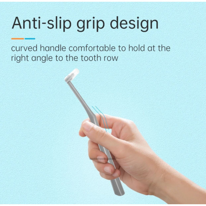 Set of mono-bristled toothbrushes, soft, (black, white, gray, blue, orange), 5 pcs.